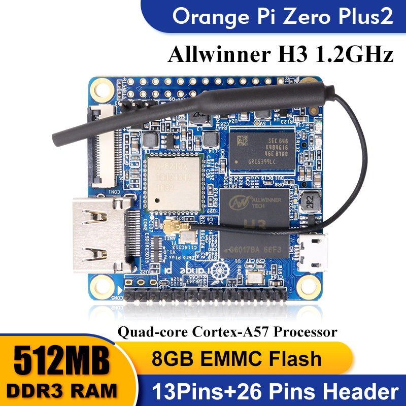 Orange Pi Zero Plus 2 Single Board Computer 512M RAM Allwinner H3 Wifi Bluetooth Run Android 4.4 Ubuntu Debian Development Board