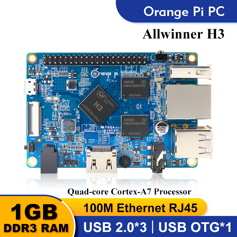 Orange Pi PC Development Board 1GB RAM Allwinner H3 Single Board Computer Support Android Ubuntu Debian OS Demo Board Mini PC