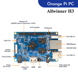 Orange Pi PC Development Board 1GB RAM Allwinner H3 Single Board Computer Support Android Ubuntu Debian OS Demo Board Mini PC